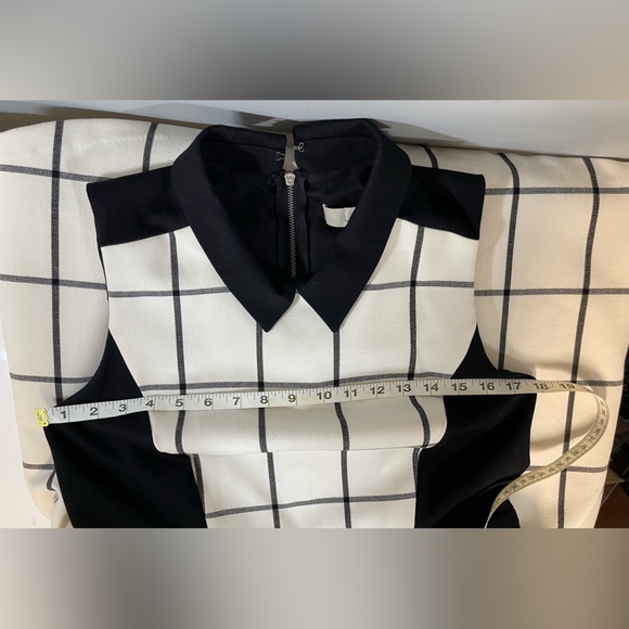 Ann Taylor LOFT Grid Dress Black and White Size 12 Petite - Picture 10 of 10